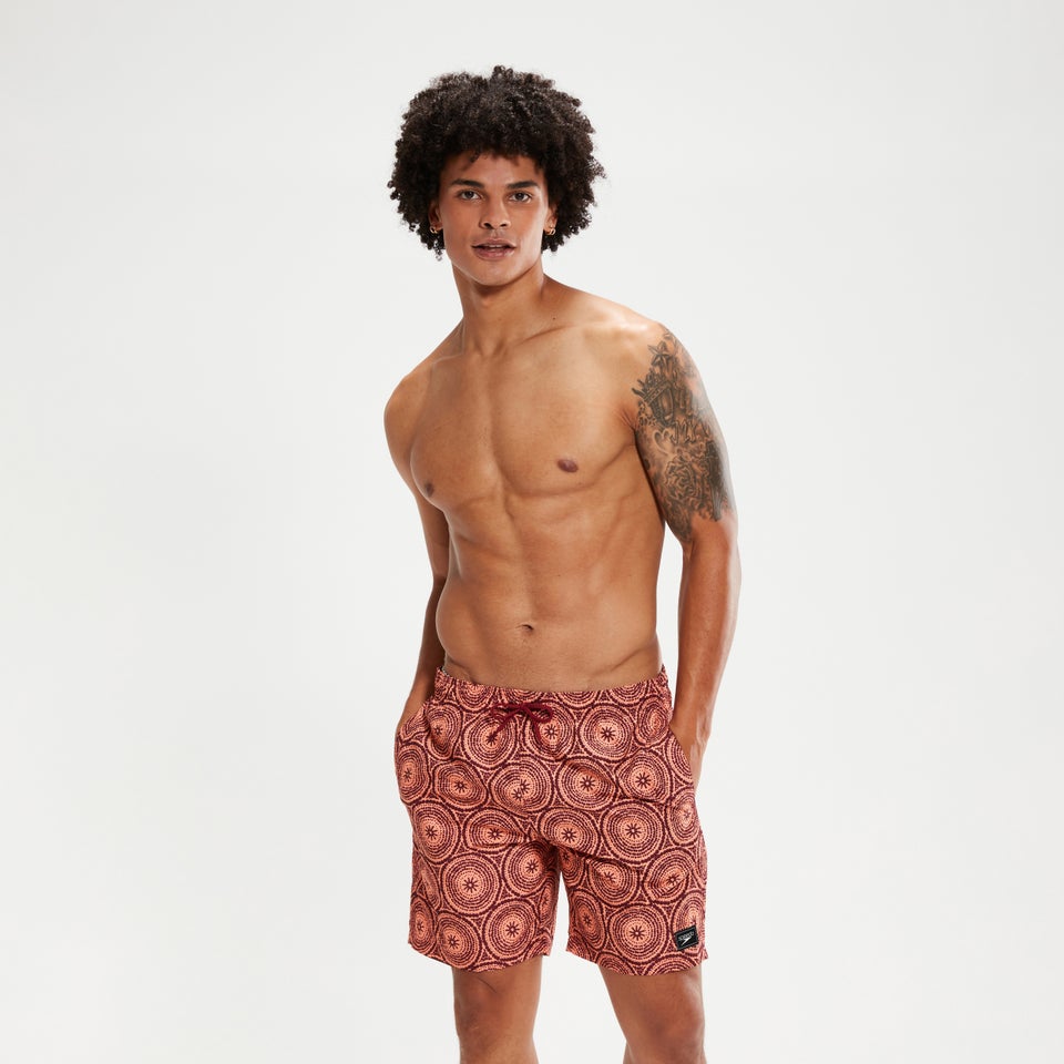 Bedruckte Leisure 45 cm Schwimmshorts für Herren Orange/Weinrot