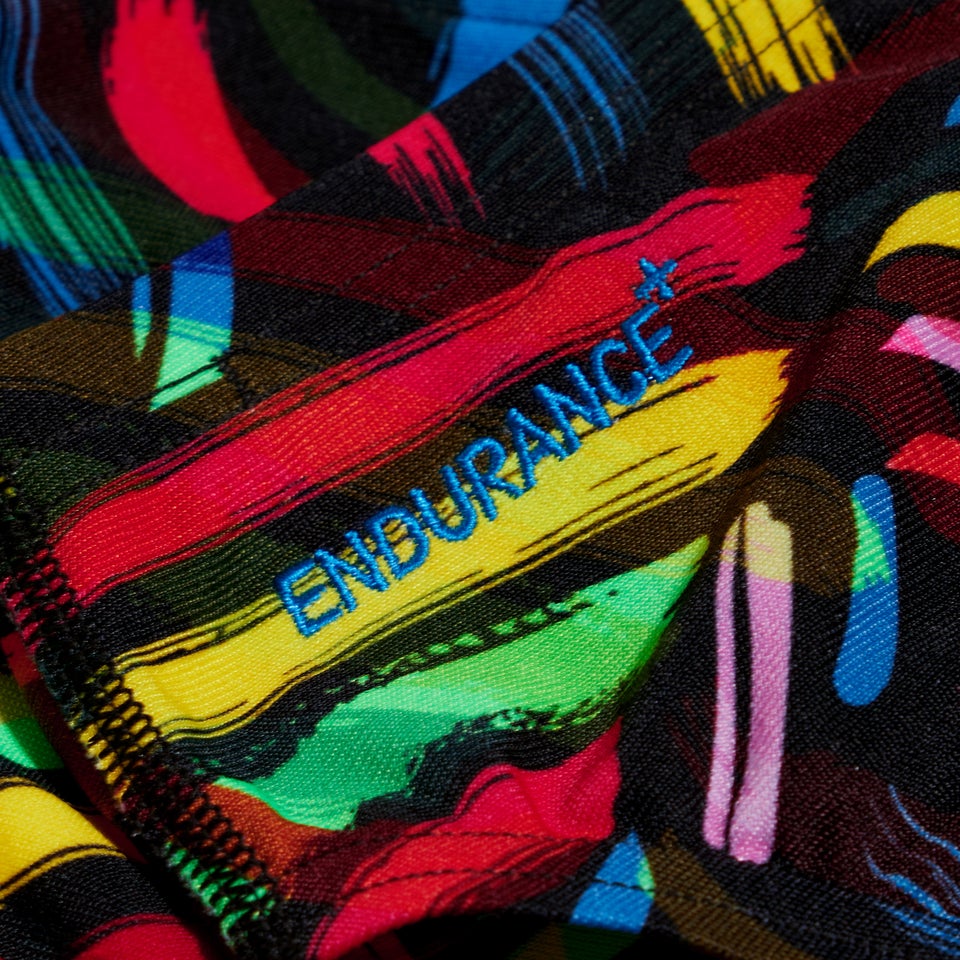 6,5 cm Pinselstrich-Badehose für Jungen Schwarz/Gelb