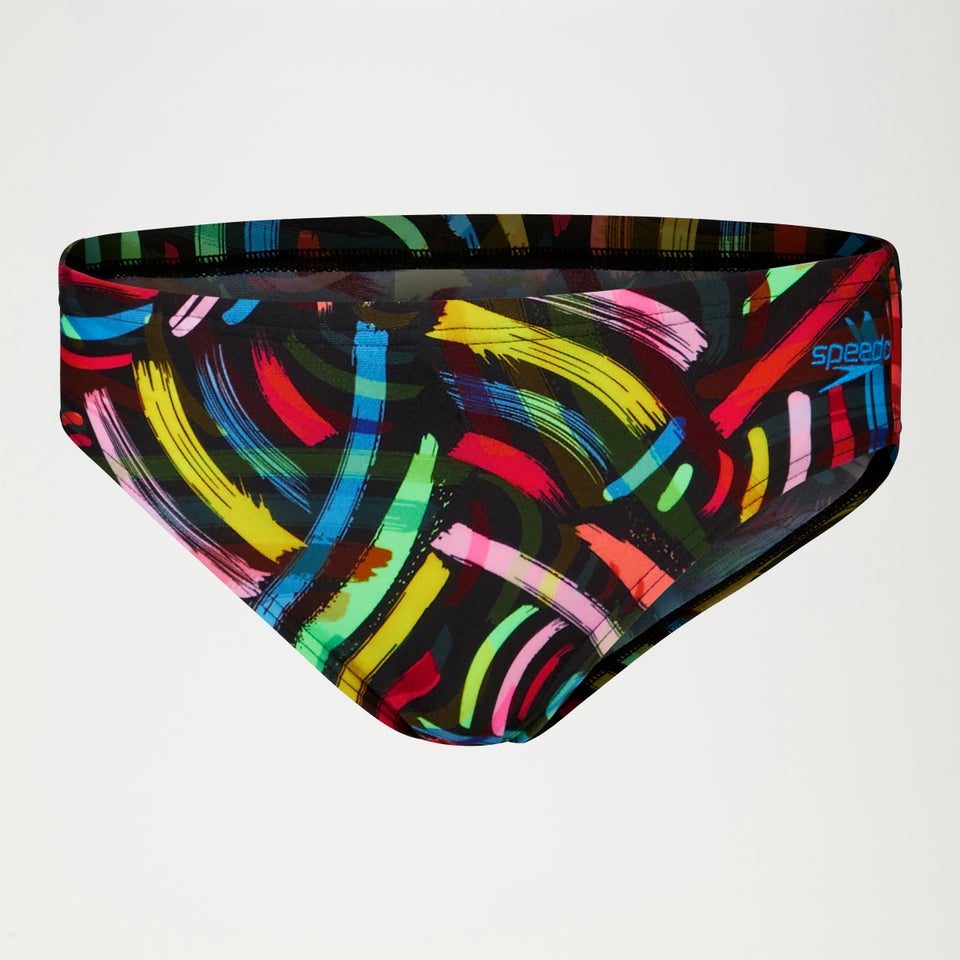 6,5 cm Pinselstrich-Badehose für Jungen Schwarz/Gelb