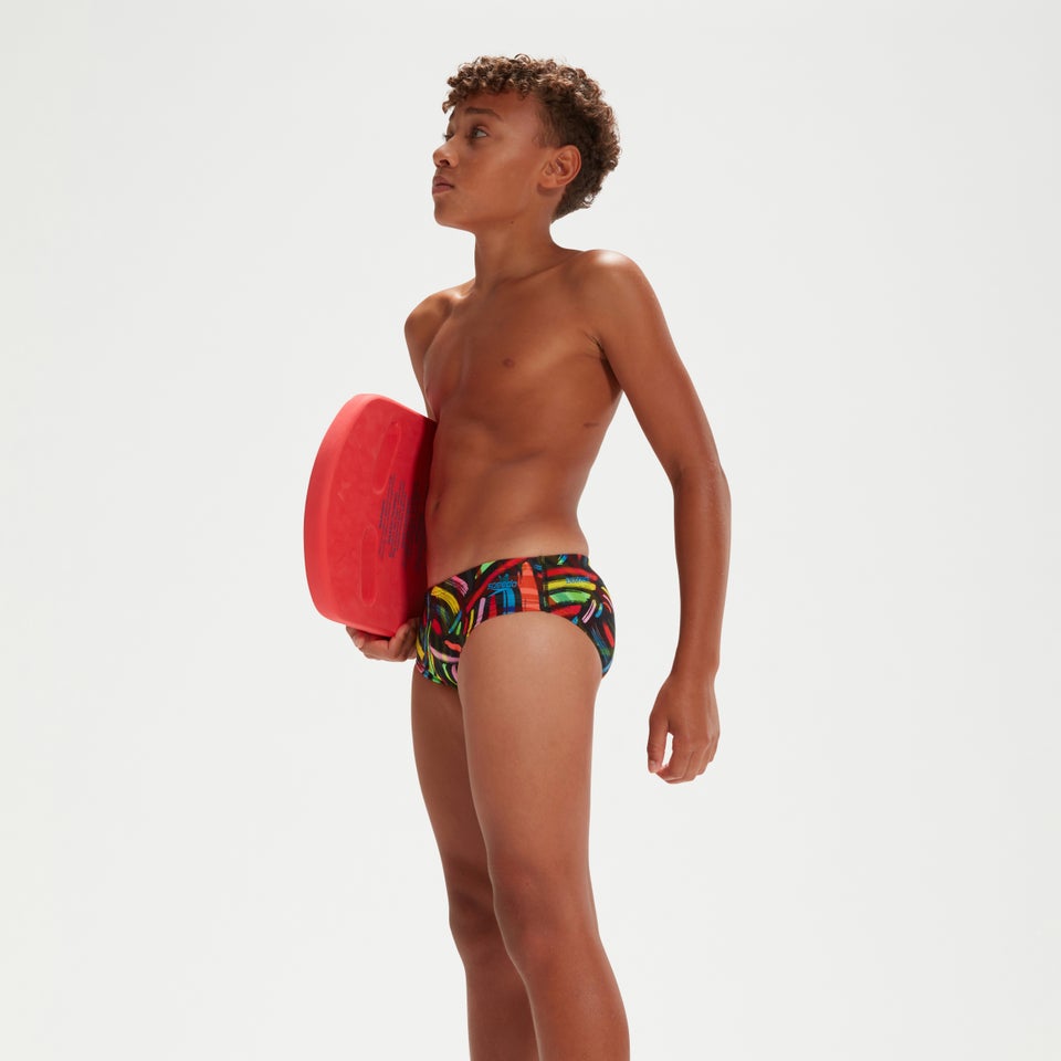 6,5 cm Pinselstrich-Badehose für Jungen Schwarz/Gelb