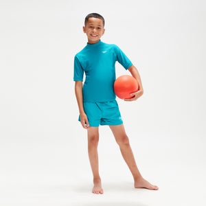 Boys' Printed Short Sleeve Rash Top Aqua