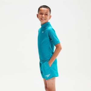 Boys' Printed Short Sleeve Rash Top Aqua