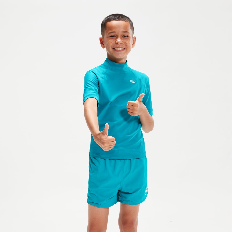 Bedrucktes kurzärmeliges Rash-Top für Jungen Aqua