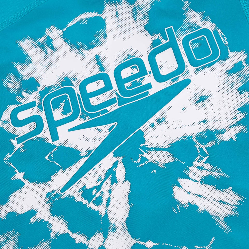 Bedrucktes kurzärmeliges Rash-Top für Jungen Aqua