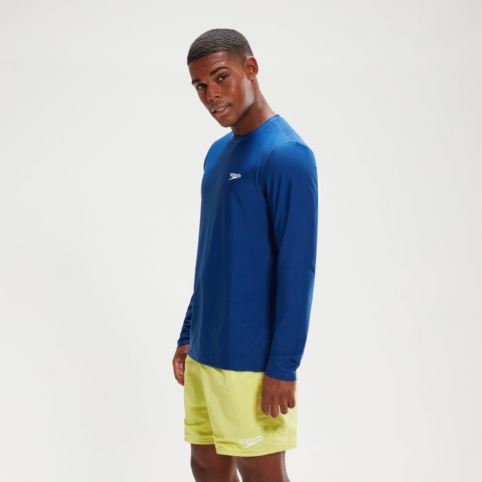 Haut de bain Homme imprimé manches longues bleu/blanc