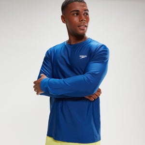 Men's Printed Long Sleeve Swim Top Blue/White