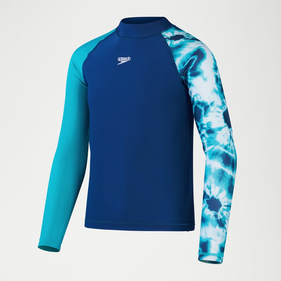 Boys' Printed Long Sleeve Rash Top Blue