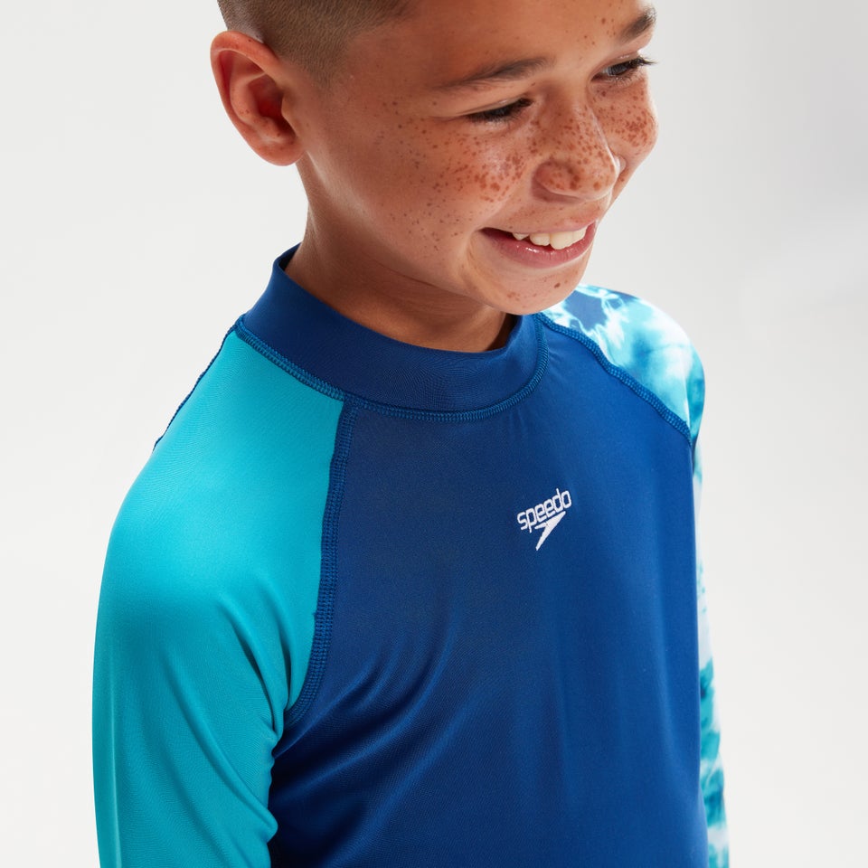 Boys' Printed Long Sleeve Rash Top Blue