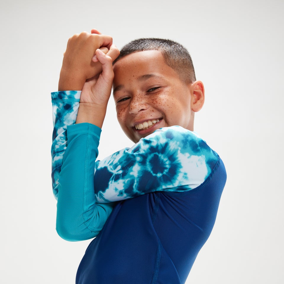 Boys' Printed Long Sleeve Rash Top Blue