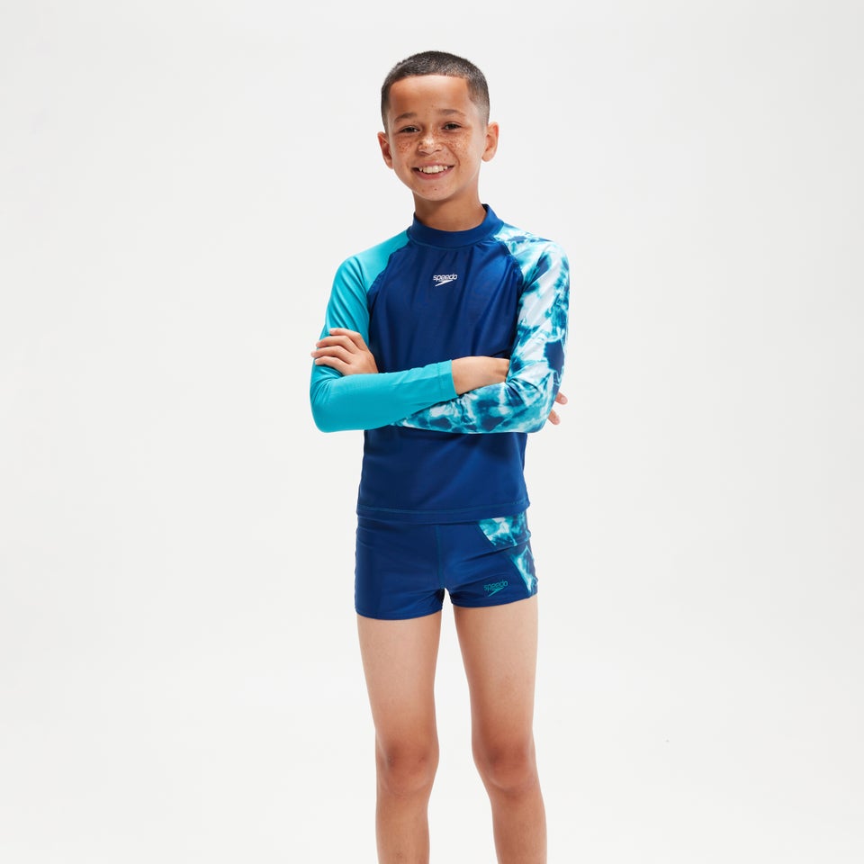 Boys' Printed Long Sleeve Rash Top Blue