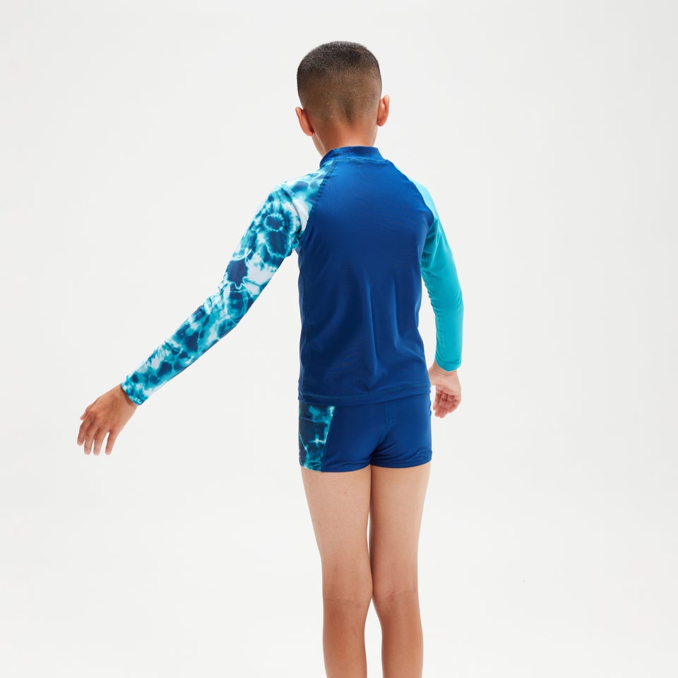 Boys' Printed Long Sleeve Rash Top Blue