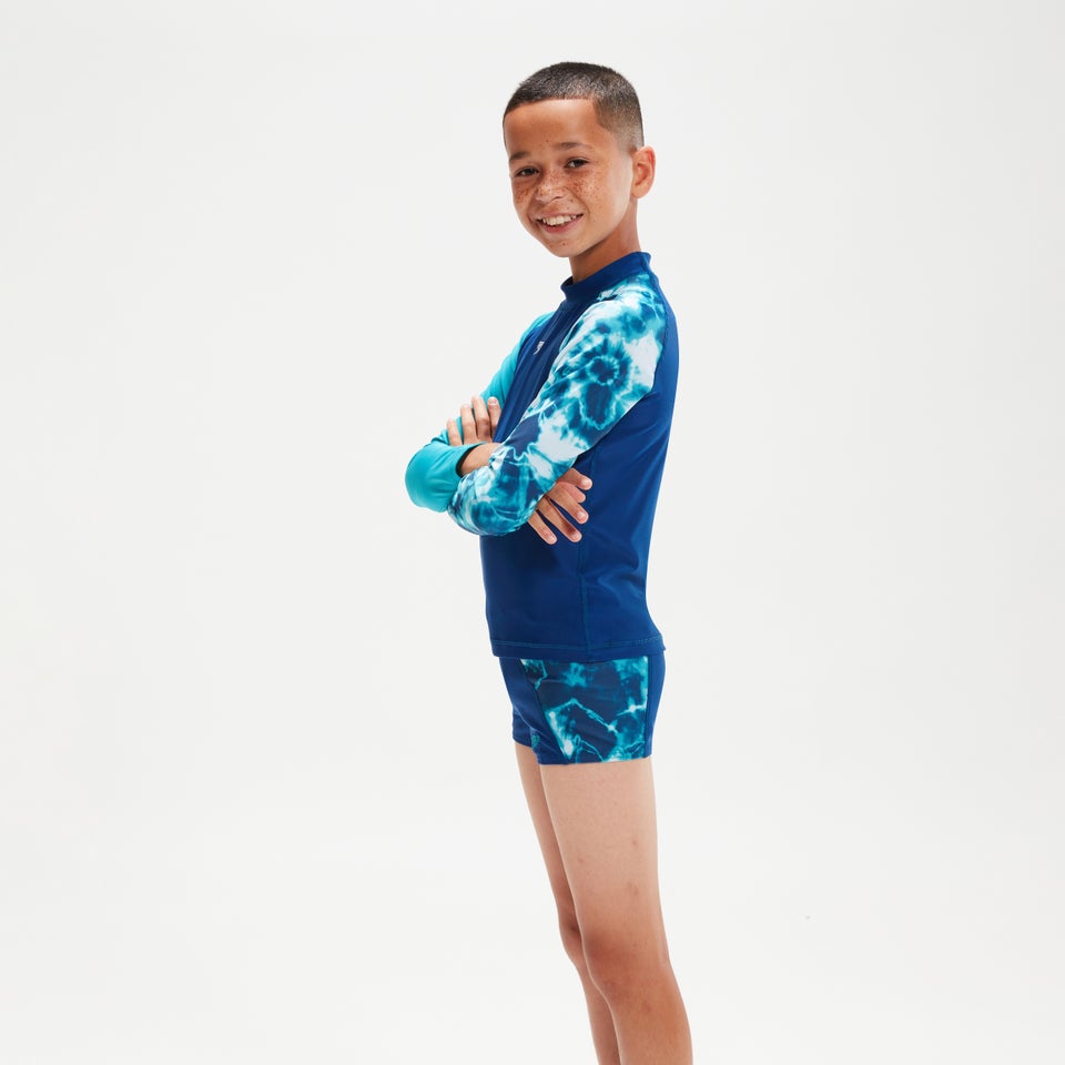 Boys' Printed Long Sleeve Rash Top Blue