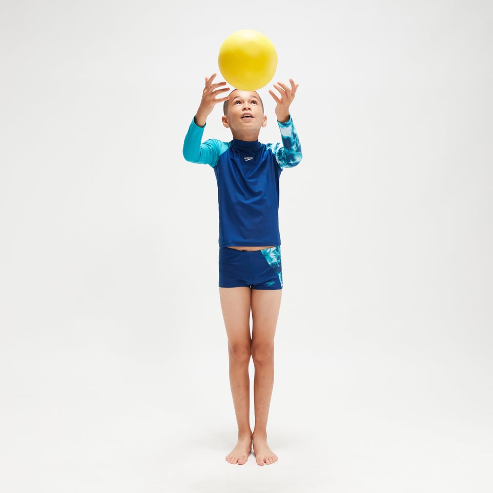 Boys' Printed Long Sleeve Rash Top Blue