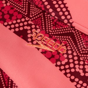 Bedruckter Triangel-Bikini mit Bändern für Damen Weinrot/Koralle