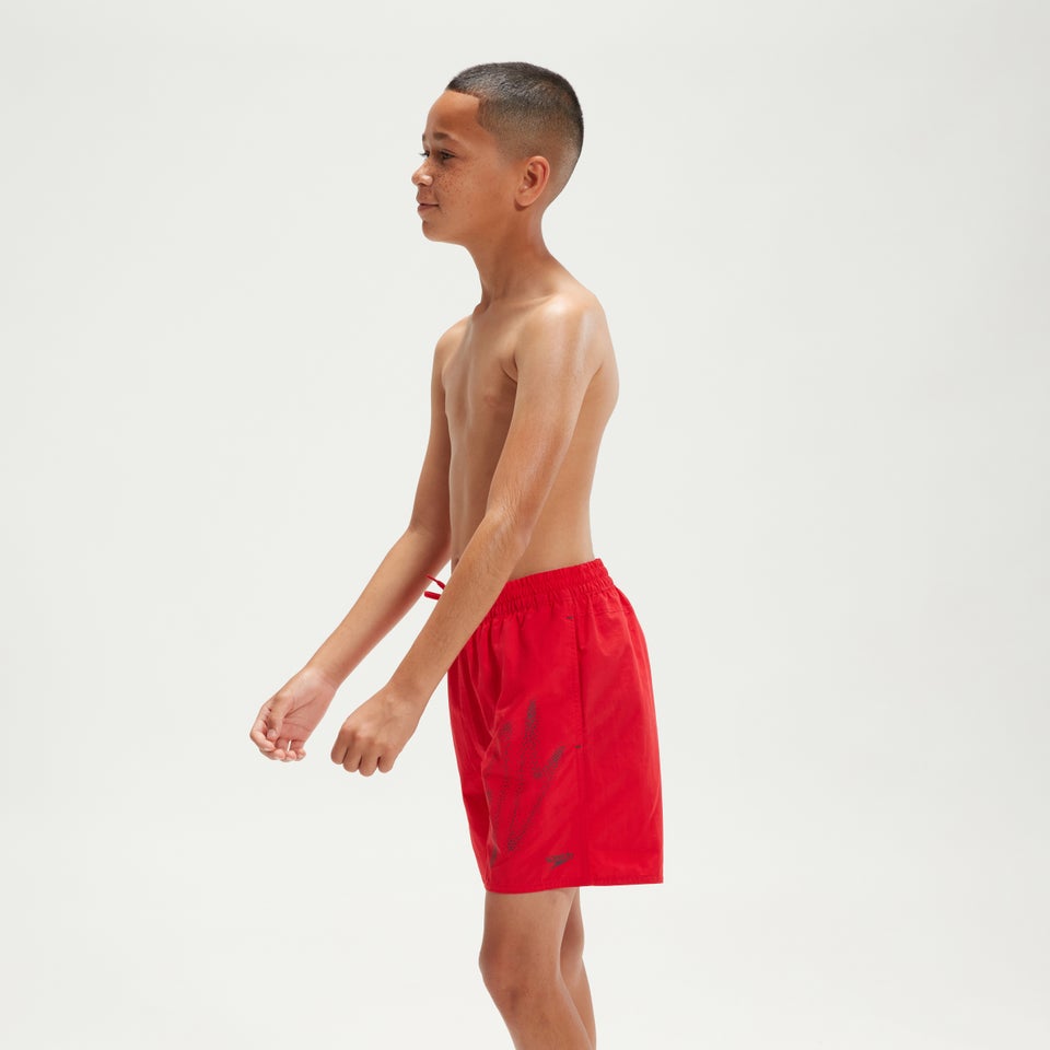 Boys' Hyper Boom 15" Swim Shorts Red/Grey