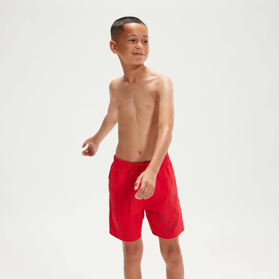 Boys' Hyper Boom 15" Swim Shorts Red/Grey