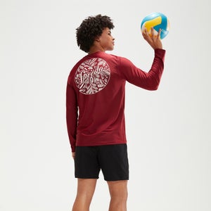 Bedrucktes, langärmeliges Schwimmtop für Herren Weinrot