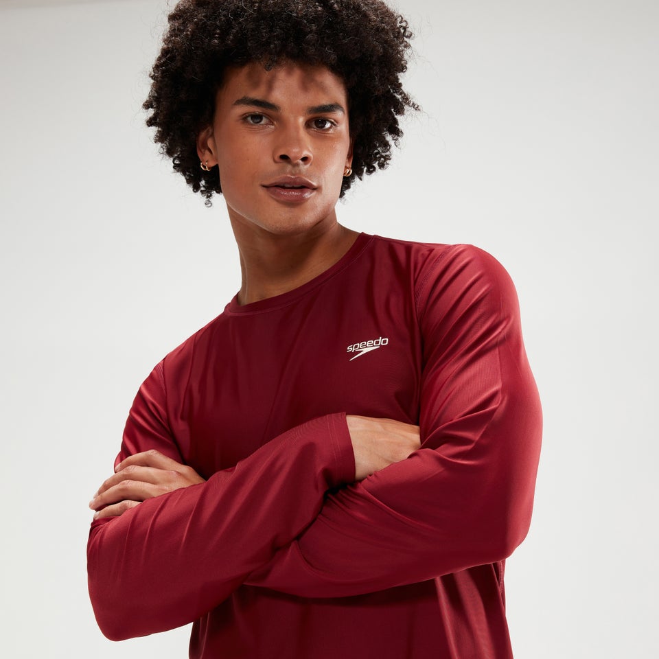 Bedrucktes, langärmeliges Schwimmtop für Herren Weinrot