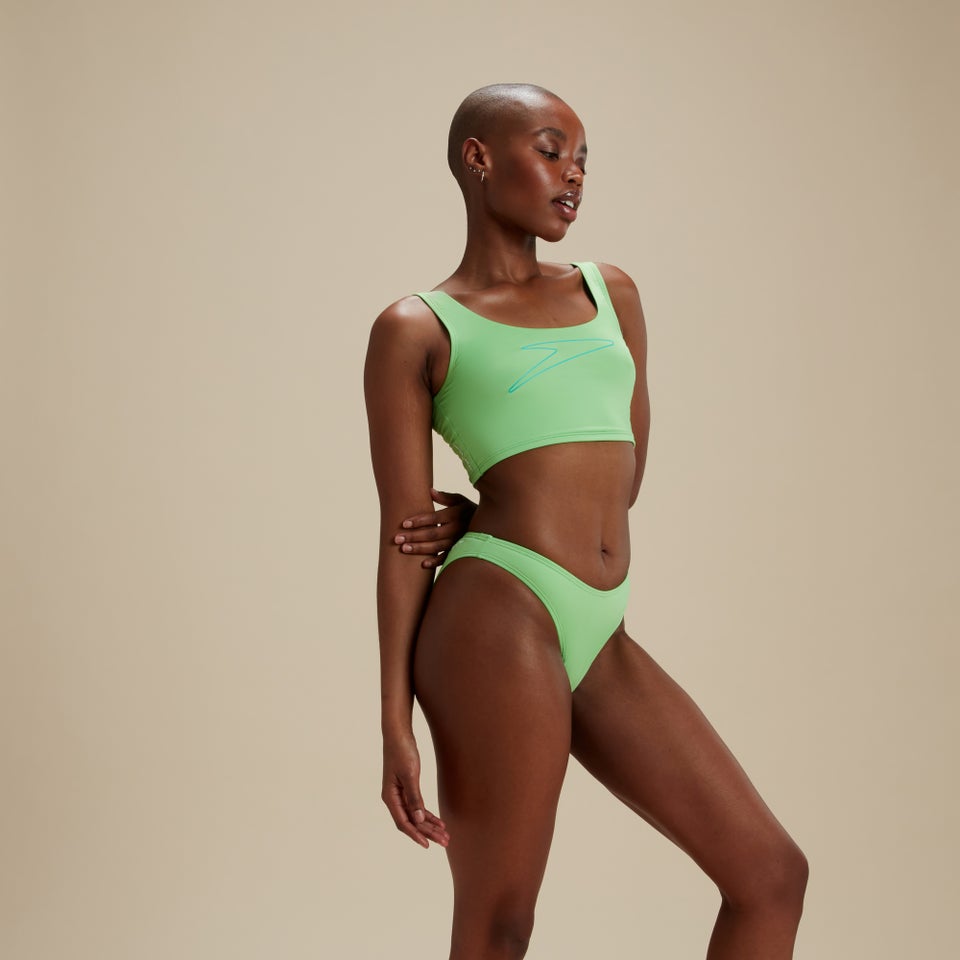 Women's FLU3NTE Solid Cheeky Scoop Bikini Bottom Green