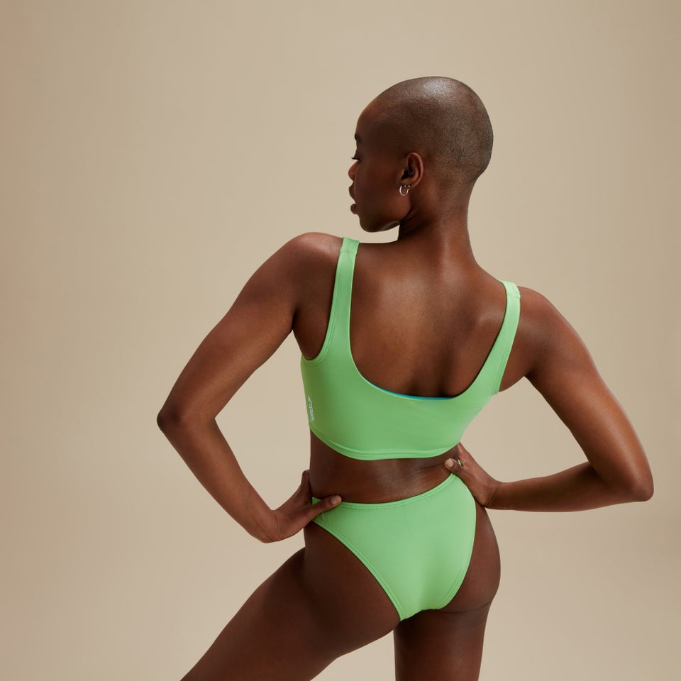 Women's FLU3NTE Solid Cheeky Scoop Bikini Bottom Green