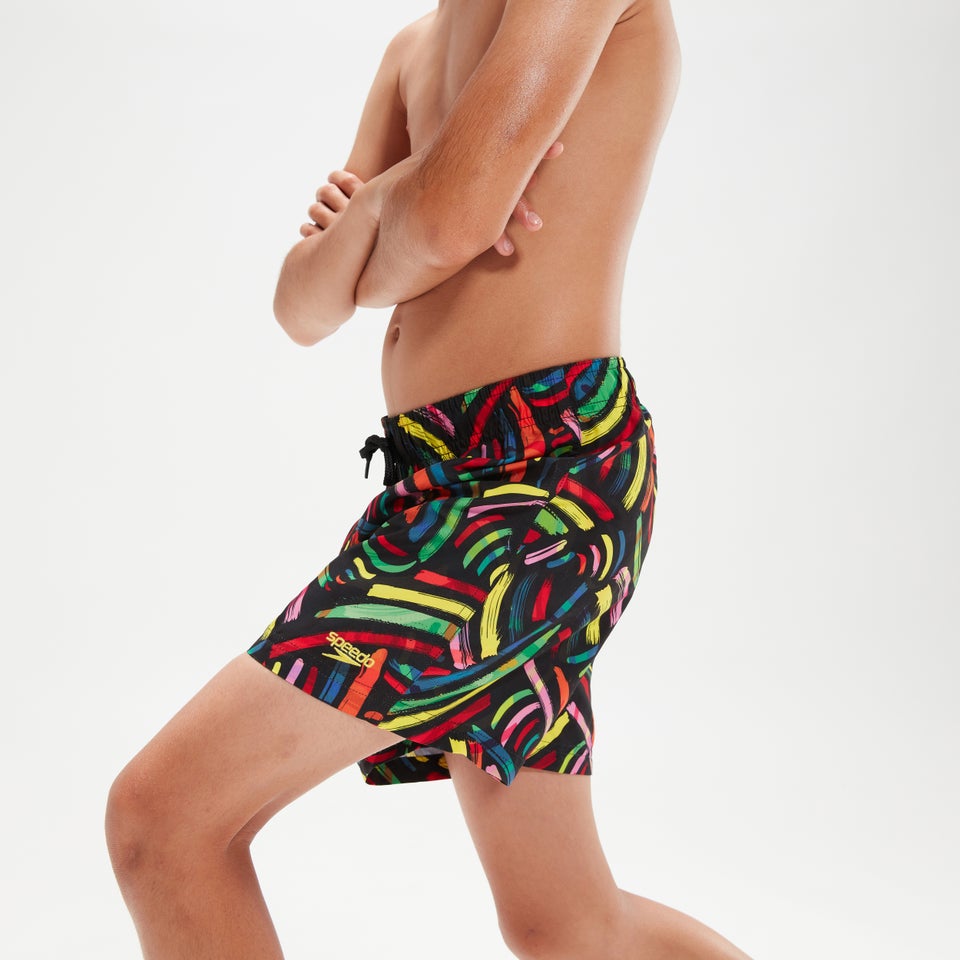 Boys' 13" Swim Shorts Black/Orange