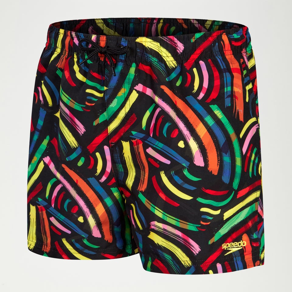 Boys' 13" Swim Shorts Black/Orange