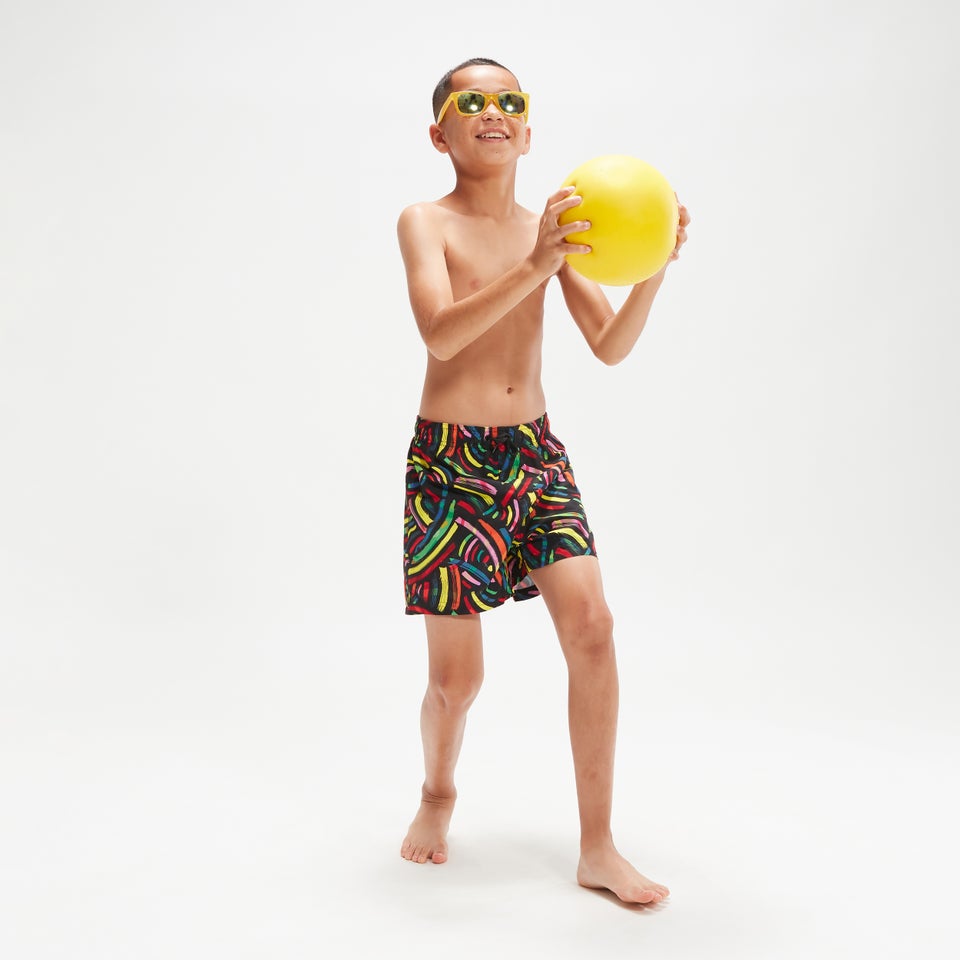Boys' 13" Swim Shorts Black/Orange