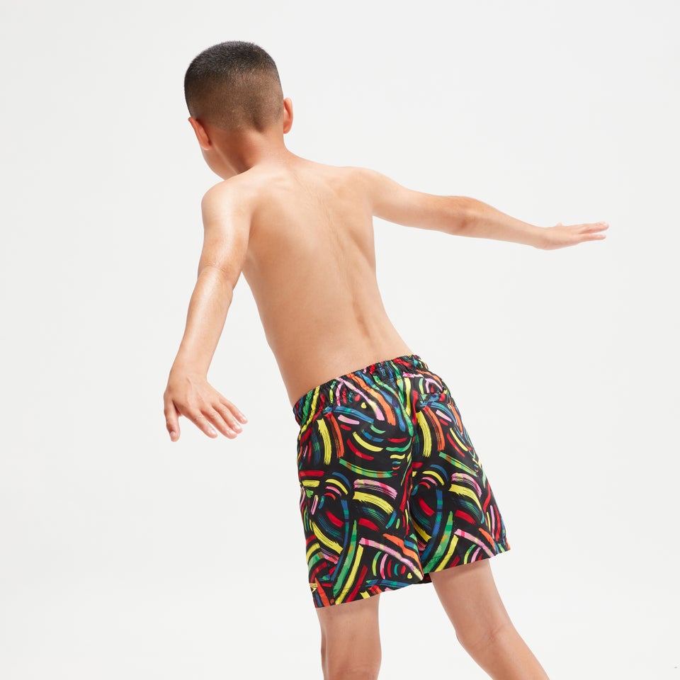 Boys' 13" Swim Shorts Black/Orange
