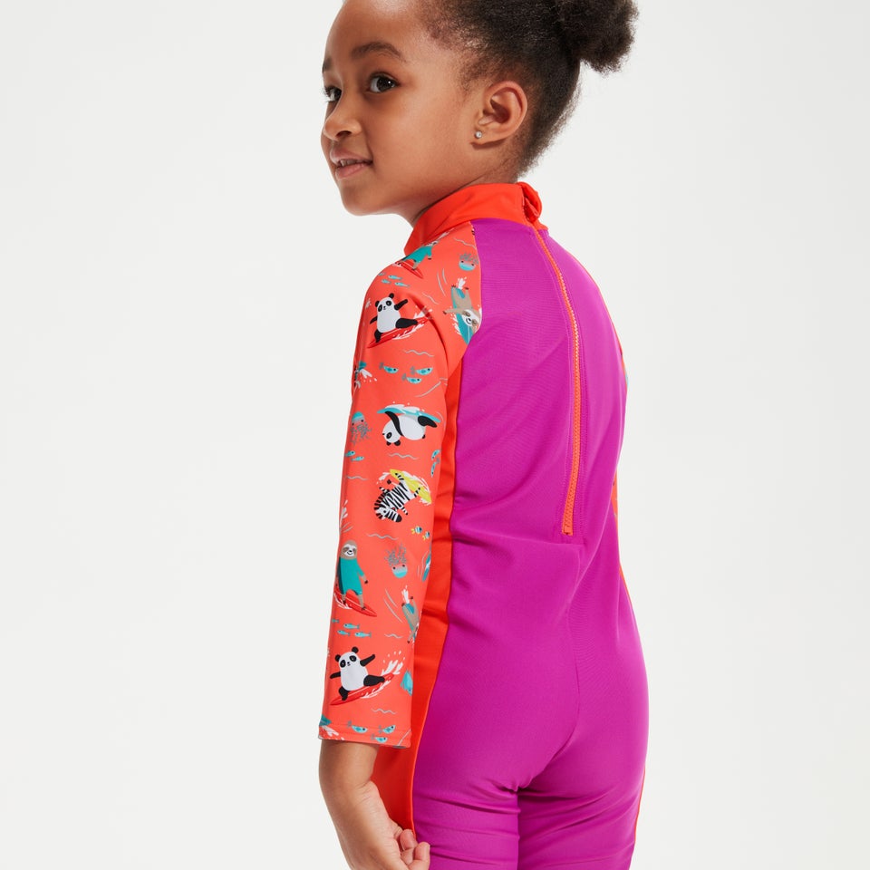 Bedruckter All-In-One-Badeanzug für Mädchen im Kleinkindalter Violett