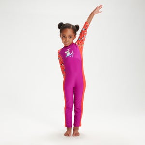 Bedruckter All-In-One-Badeanzug für Mädchen im Kleinkindalter Violett - 3YRS