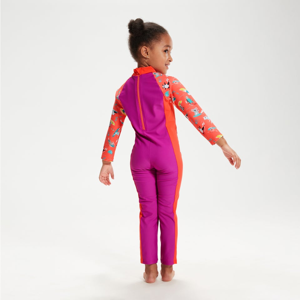 Bedruckter All-In-One-Badeanzug für Mädchen im Kleinkindalter Violett