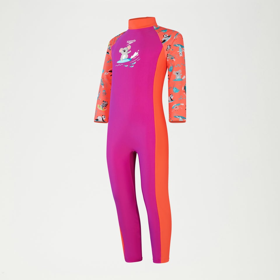 Bedruckter All-In-One-Badeanzug für Mädchen im Kleinkindalter Violett