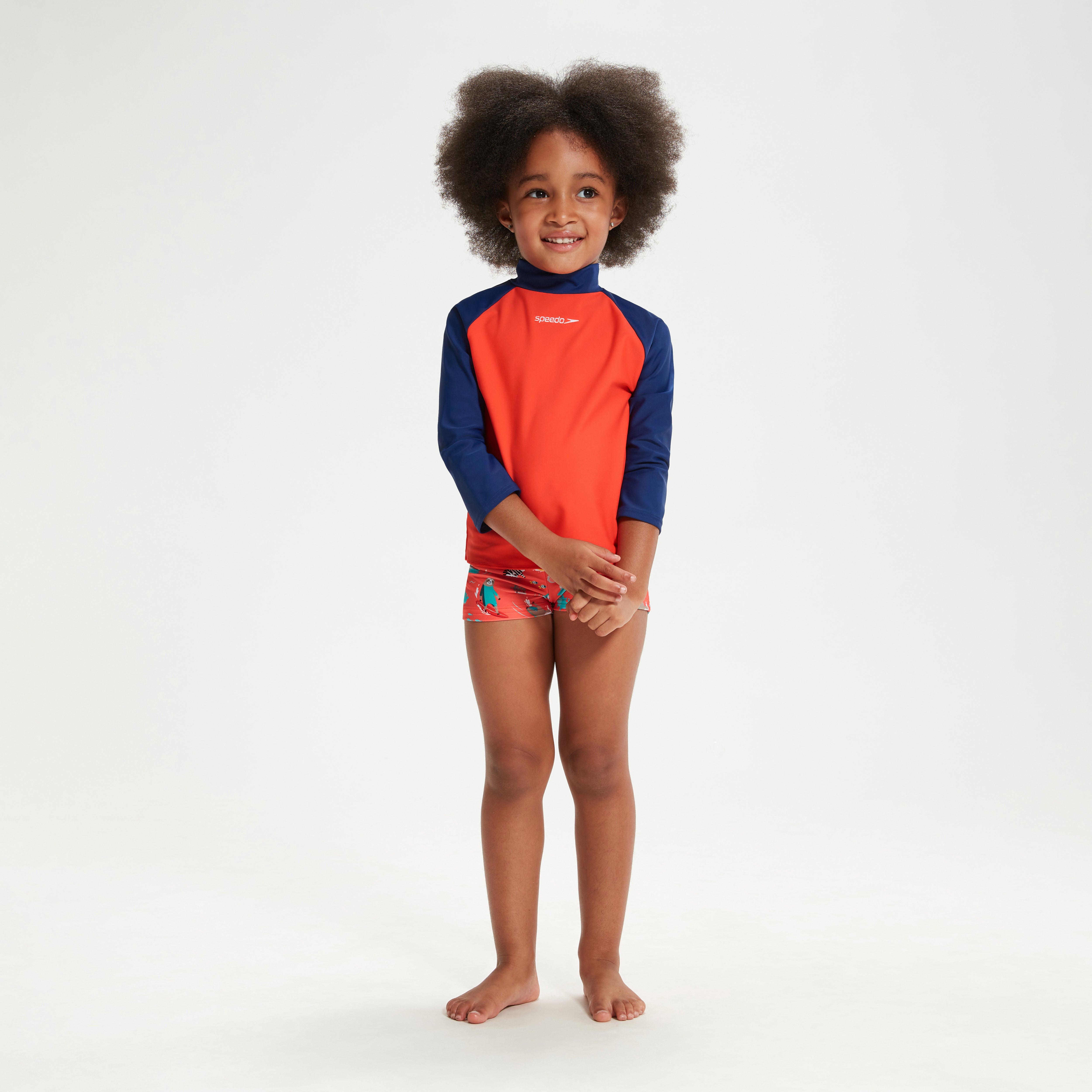 Infant Unisex Learn To Swim Essential Rash Top Blue/Coral | Speedo UK