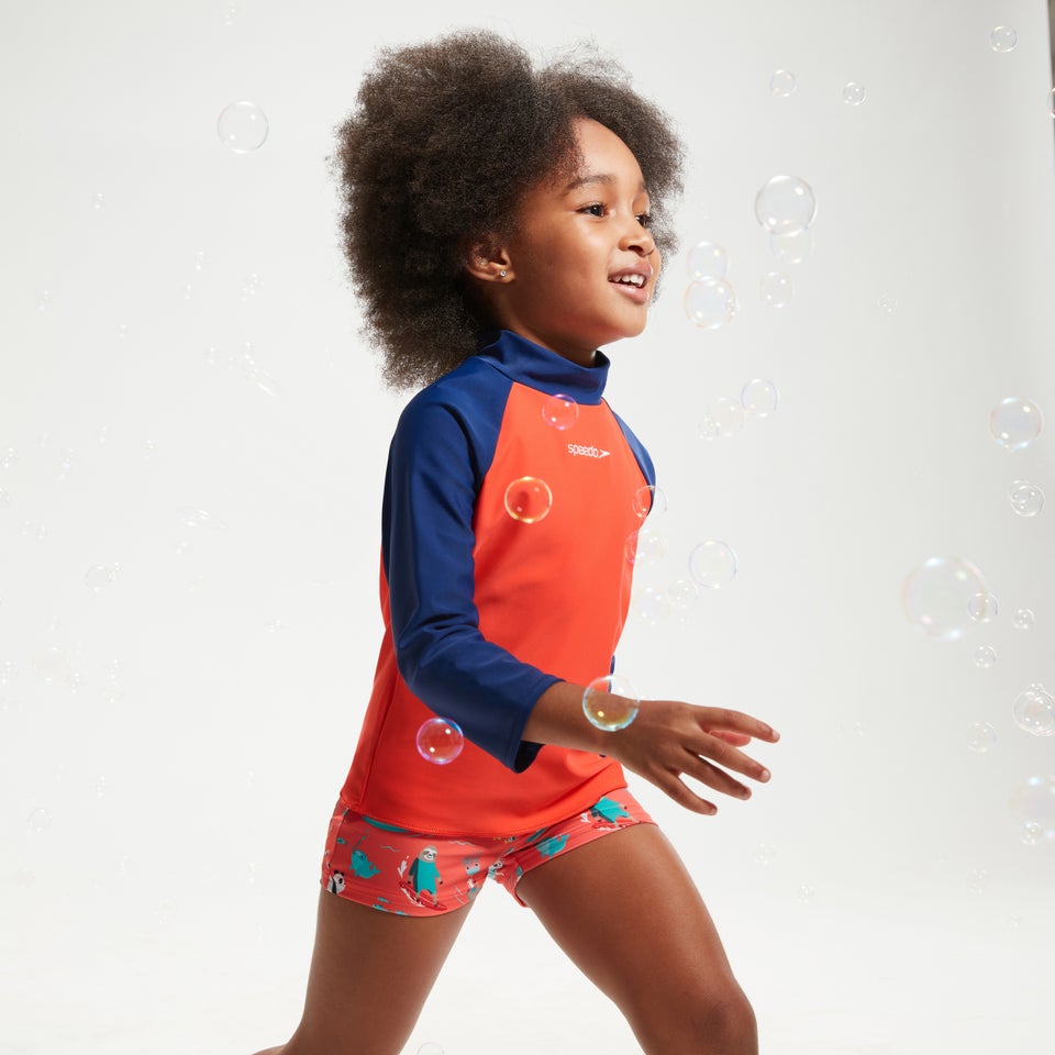 Haut Rash Bébé unisexe Learn To Swim bleu/corail