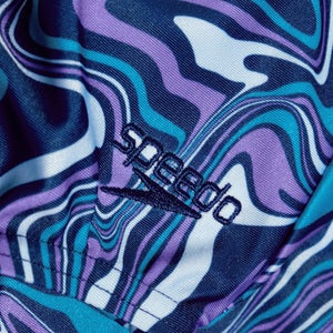 Girls' Printed Medalist Swimsuit Blue/Lilac