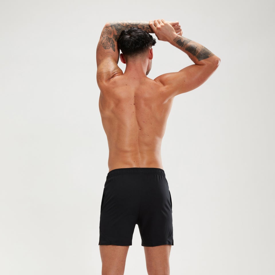 Bedruckte 40 cm Sport-Schwimmshorts für Herren Schwarz/Blau