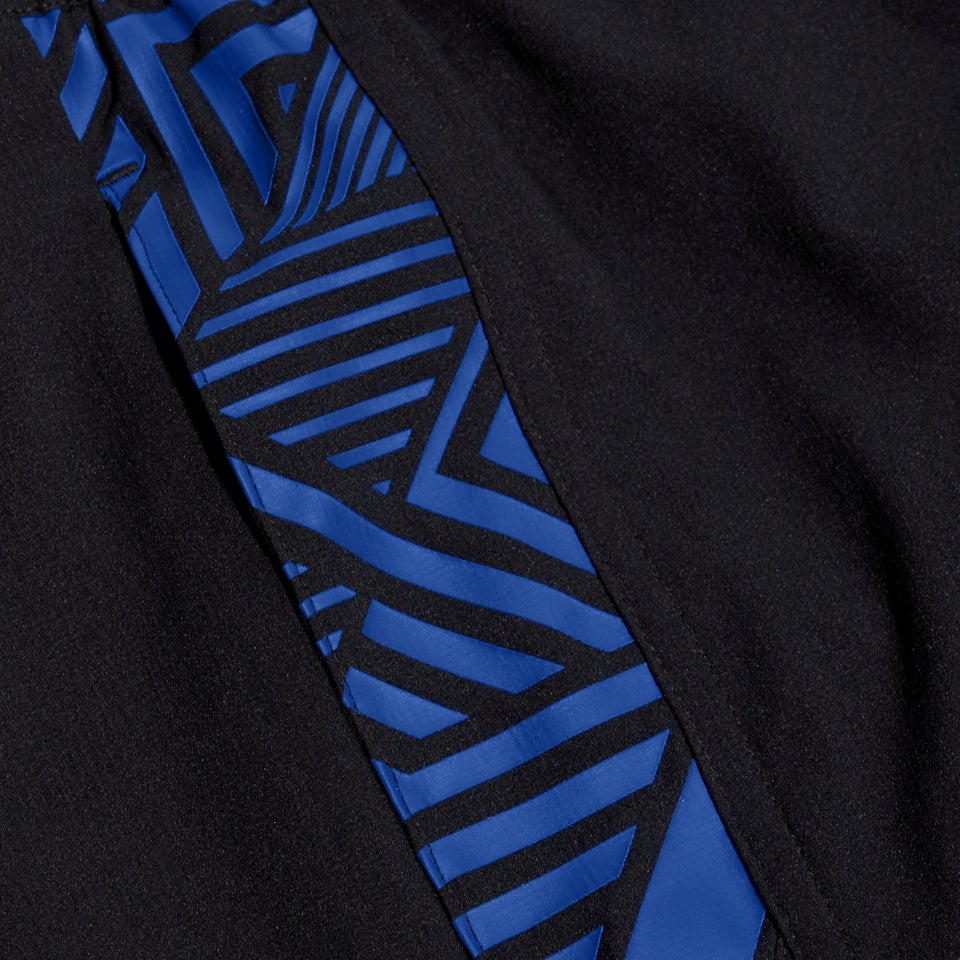 Bedruckte 40 cm Sport-Schwimmshorts für Herren Schwarz/Blau