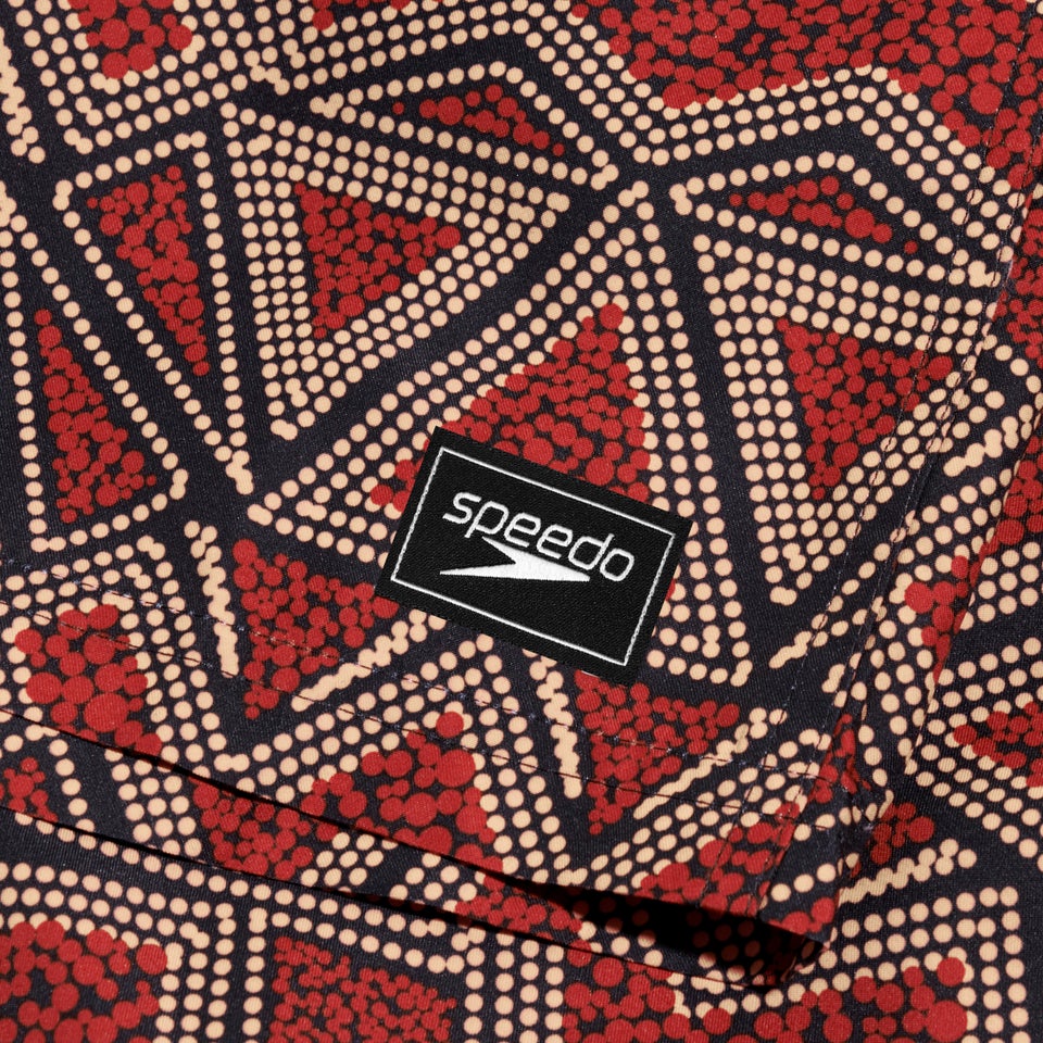 Bedruckte Leisure 40 cm Schwimmshorts für Herren Weinrot/Orange