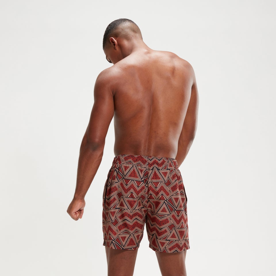 Bedruckte Leisure 40 cm Schwimmshorts für Herren Weinrot/Orange