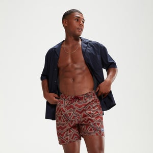Men's Printed Leisure 16" Swim Shorts Oxblood/Orange