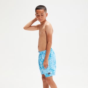 Boys' Printed 15" Swim Shorts Blue/White