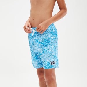 Boys' Printed 15" Swim Shorts Blue/White