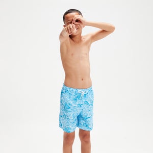 Boys' Printed 15" Swim Shorts Blue/White
