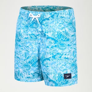 Boys' Printed 15" Swim Shorts Blue/White