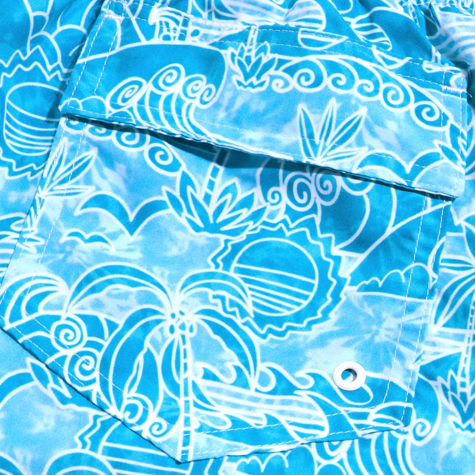 Boys' Printed 15" Swim Shorts Blue/White
