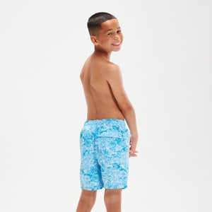 Boys' Printed 15" Swim Shorts Blue/White