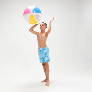 Boys' Printed 15" Swim Shorts Blue/White