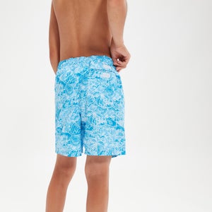 Boys' Printed 15" Swim Shorts Blue/White