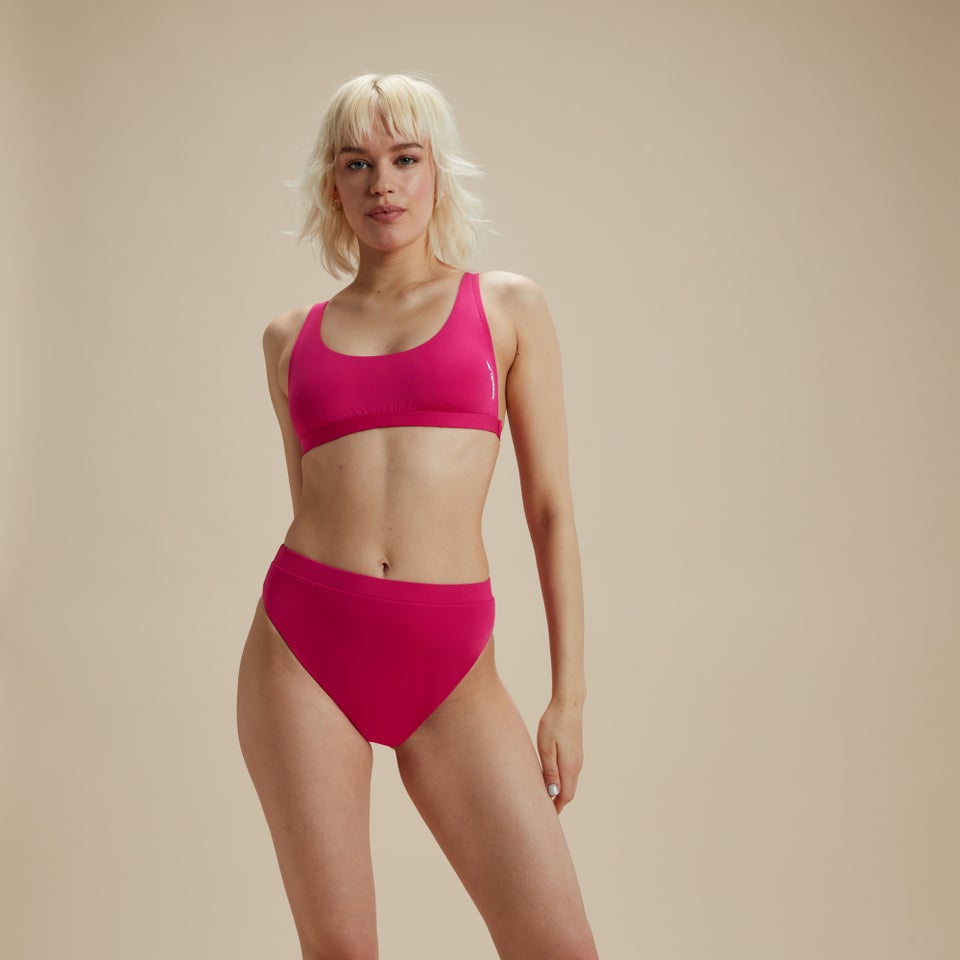 Women's Flu3nte Solid Cheeky High Waist Bikini Bottom Pink