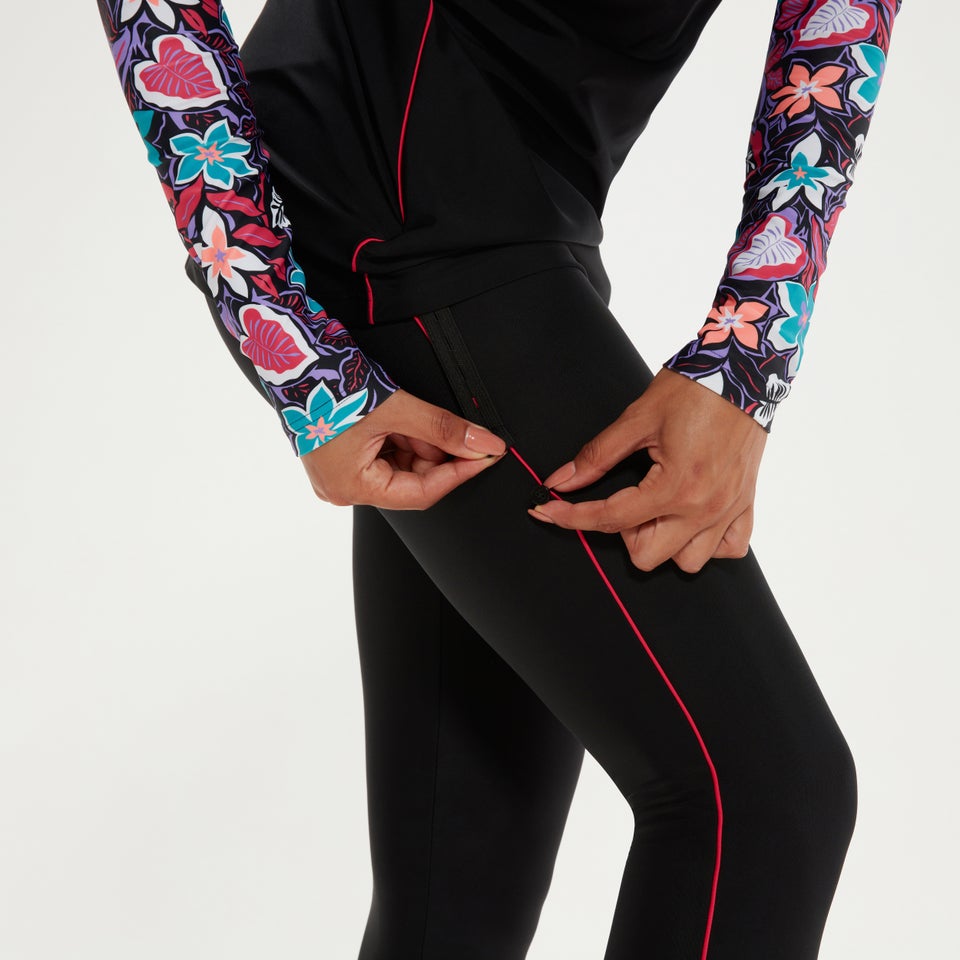 Bedrucktes dezentes 3-teiliges Set für Damen Schwarz/Koralle